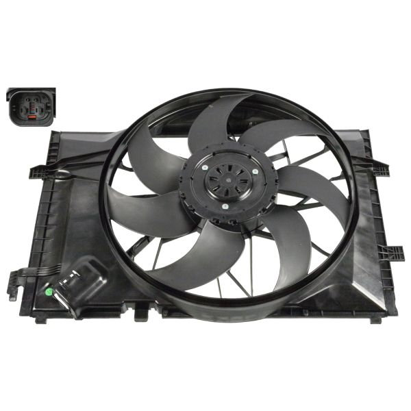 Ventilator radiator (cu carcasa) potrivit MERCEDES C (CL203), C T-MODEL (S203), C (W203), CLC (CL203), CLK (A209), CLK (C209), SLK (R171) 1.8-5.5 05.00-06.11