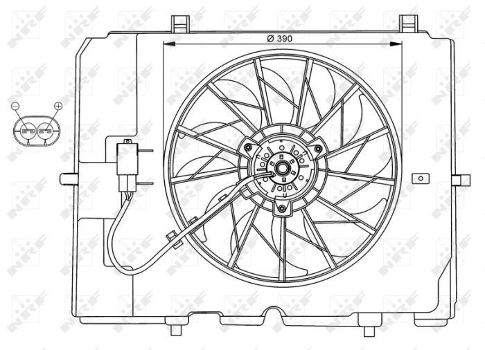 Ventilator radiator (cu carcasa) potrivit MERCEDES C T-MODEL (S202), C (W202), E T-MODEL (S210), E (VF210), E (W210) 1.8-3.2 03.93-03.03