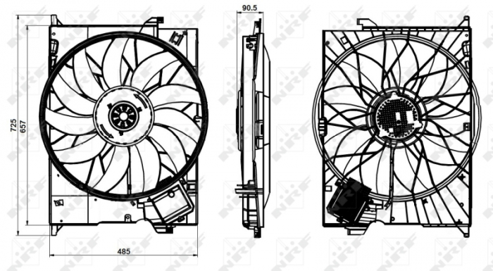Ventilator radiator (cu carcasa) potrivit MERCEDES CLK (C209), CLS (C219), E T-MODEL (S211), E (W211), S (C216), S (W221), SLR (R199) 3.0D-6.2 11.02- [4]