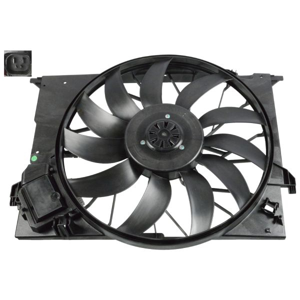 Ventilator radiator (cu carcasa) potrivit MERCEDES CLK (C209), CLS (C219), E T-MODEL (S211), E (W211), S (C216), S (W221, V221), SLR (R199) 3.0D-6.2 11.02-