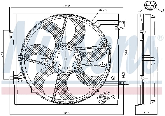 Ventilator radiator (cu carcasa) potrivit NISSAN QASHQAI II; RENAULT KADJAR 1.2-1.6D 11.13-