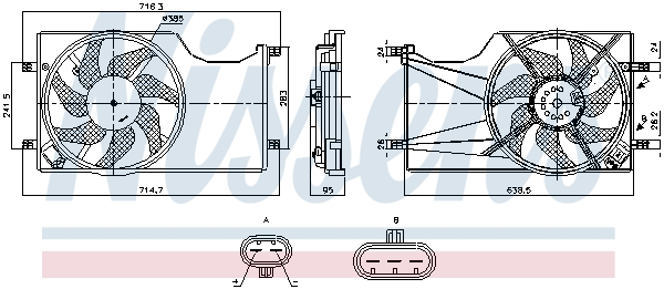 Ventilator radiator (cu carcasa) potrivit OPEL ADAM, CORSA E, CORSA E HATCHBACK 1.0-1.6 07.14-