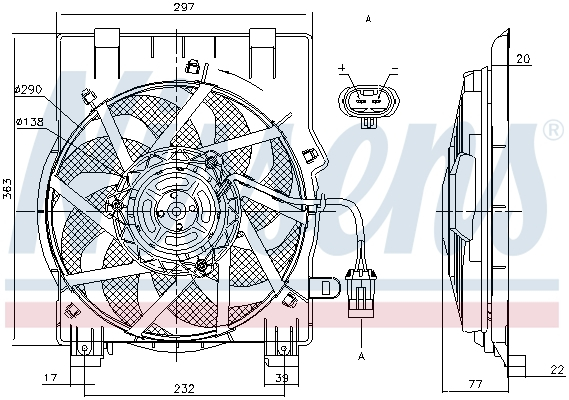 Ventilator radiator (cu carcasa) potrivit OPEL COMBO TOUR, COMBO MINIVAN, CORSA C 1.0-1.8 09.00-