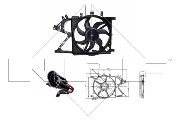 Ventilator radiator (cu carcasa) potrivit OPEL COMBO TOUR, COMBO MINIVAN, CORSA C, CORSA C HATCHBACK 1.0-1.8 09.00-
