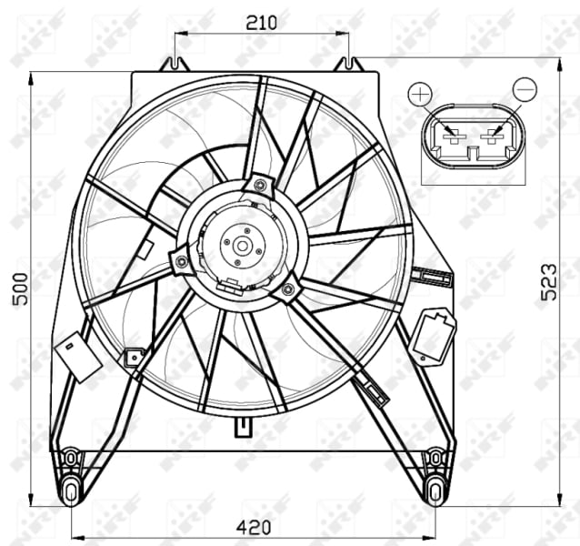 Ventilator radiator (cu carcasa) potrivit RENAULT KANGOO, KANGOO EXPRESS 1.9D 08.97-