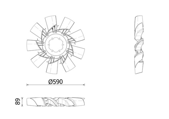 Ventilator radiator (diameter 590mm, numar lame 9) EURO 6 potrivit VOLVO FH II, FH III, FH16 III D13C420-MDS2043A 10.17- [2]