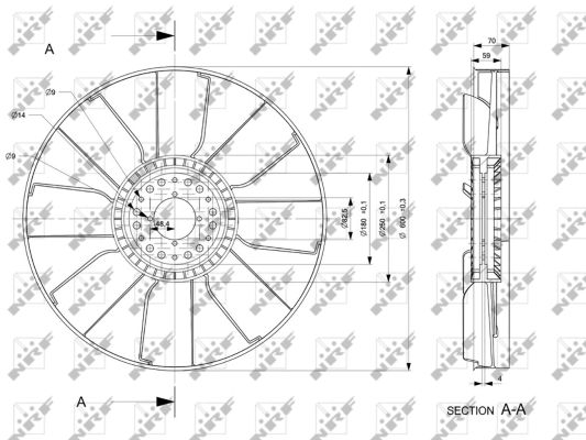 Ventilator radiator potrivit MERCEDES ATEGO 2, AXOR 2, UNIMOG OM900.920-OM924.923 dupa 2000 (diameter 595mm, numar lame 8) [2]