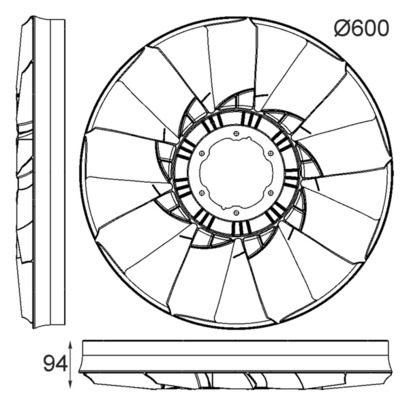 Ventilator radiator (diameter 600mm, numar lame 9) potrivit JOHN DEERE 6000, 7000, 900 4045HL280-6068T2V-CR [3]