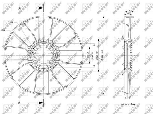 Ventilator radiator (diameter 607mm, numar lame 8) potrivit IVECO EUROCARGO I-III, EUROFIRE II, MAGIRUS 8060.45M-F4AE3681E 01.91-09.15 [4]
