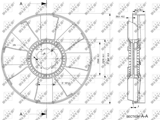 Ventilator radiator potrivit IVECO EUROTECH MH, EUROTECH MP, EUROTECH MT, EUROTRAKKER, STRALIS I; MERCEDES CITARO (O 530), CONECTO (O 345) 8210.42K(TCA)-OM909.921 dupa 1992 (diameter 655mm, numar lame [4]