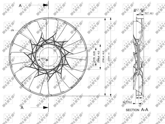 Ventilator radiator (diameter 750mm, numar lame 11) potrivit MAN HOCL, LION´S CITY, LION´S COACH, NG, NL, NÜ, TGA, TGS I, TGX I; NEOPLAN CENTROLINER D0826LOH10-G2876DUH02 08.92- [2]