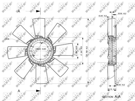 Ventilator radiator (diameter 750mm, numar lame 8) potrivit SCANIA 4, G I, P I, R I, T DC09.108-DT16.08 01.00-05.19 [3]