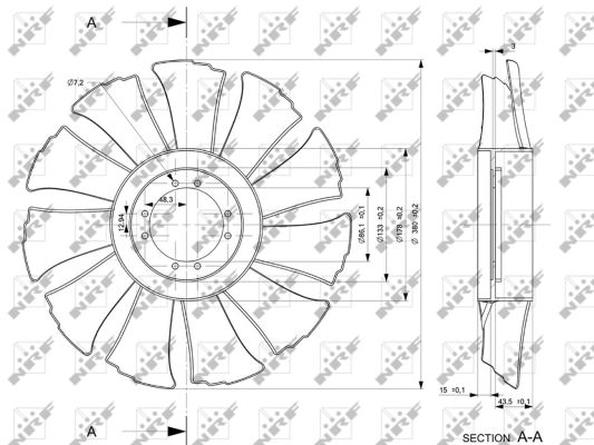 Ventilator radiator (diametru 380 mm, cu 11 palete) IVECO DAILY III, DAILY IV 8140.43B-F1CE0481E intre 1999-2011