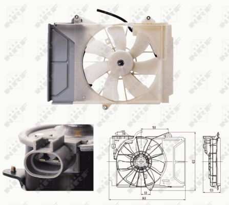 Ventilator radiator Dreapta (cu carcasa) potrivit TOYOTA YARIS 1.0 1.4D 1.5 04.99-11.05