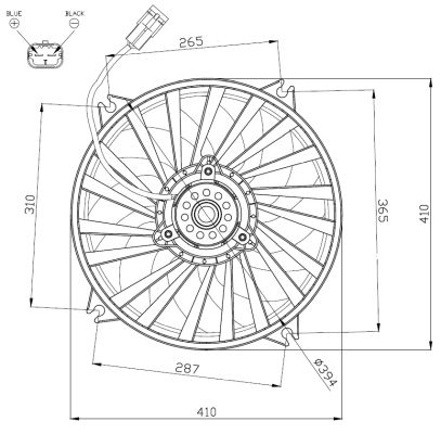 Ventilator radiator Dreapta Stanga potrivit DS DS 4, DS 5; CITROEN BERLINGO, BERLINGO MULTISPACE, BERLINGO MINIVAN, C4, C4 GRAND PICASSO I, C4 I, C4 II, C4 III 1.2-Electric 08.00-