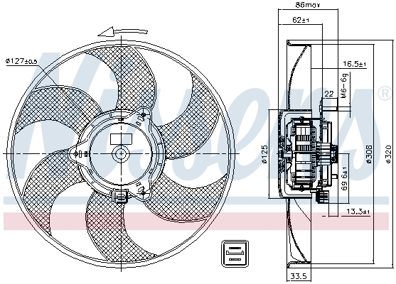 Ventilator radiator potrivit CITROEN BERLINGO, BERLINGO MINIVAN, XSARA, ZX; PEUGEOT 306, PARTNER, PARTNER MINIVAN 1.1-2.0 03.91-12.15