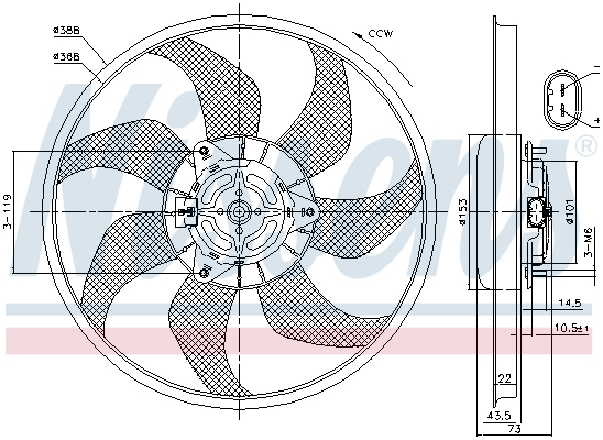 Ventilator radiator potrivit OPEL ADAM, CORSA D 1.0-1.4LPG 07.06-02.19