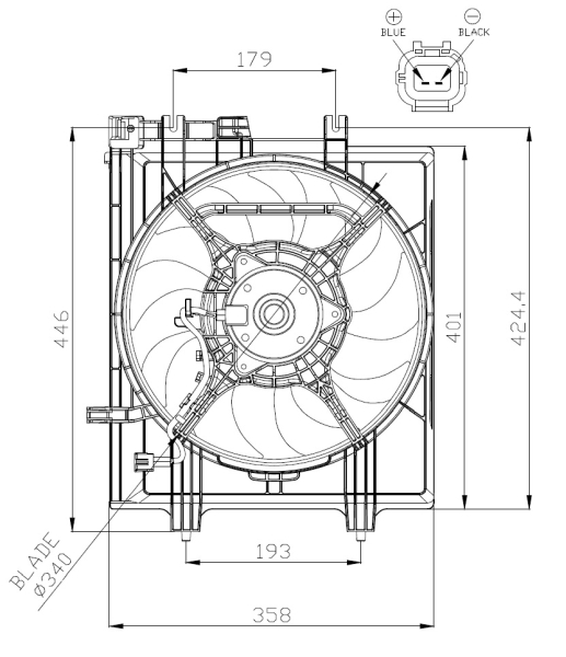 Ventilator radiator potrivit SUBARU FORESTER 2.5 04.18-