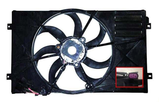 Ventilator radiator Stanga (cu carcasa) potrivit AUDI A3; SEAT ALTEA, ALTEA XL, LEON, TOLEDO III; SKODA OCTAVIA II, SUPERB II; VW AMAROK, CADDY III, CADDY III MINIVAN 1.4-2.0D 11.99-05.22