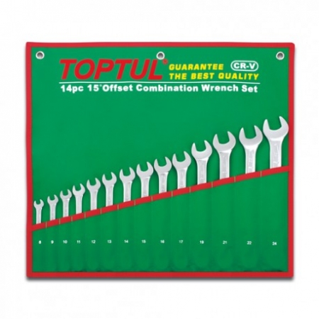 Echipamente - Set 14 chei combinate fixe inelare cotite 8-24mm, Toptul