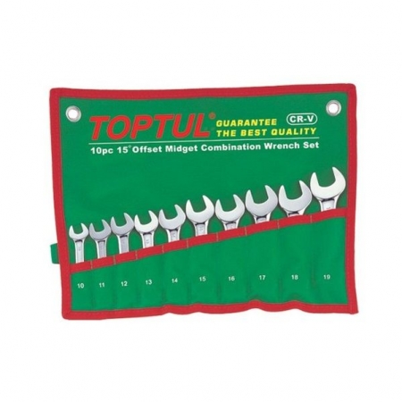 Echipamente - Set 10 chei combinate fixe inelare cotite scurte 10-19mm