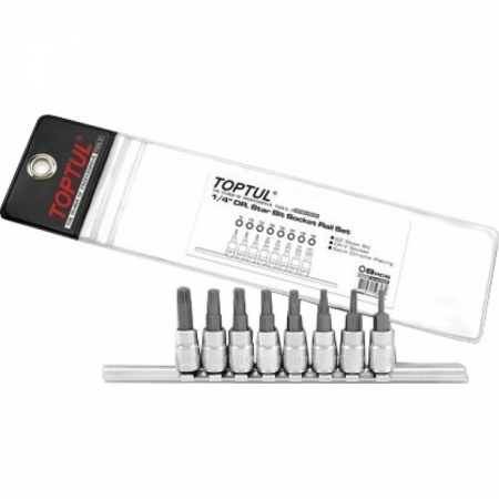 Echipamente - Set 8 biti + hexagon 1/4'', Toptul T8-T40mm
