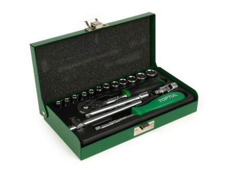 Echipamente - Set chei tubulare cu clichet 1/4\", Toptul 4-13mm 17 piese