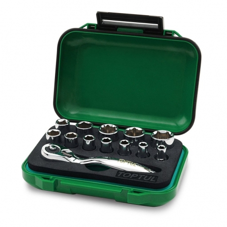 Set clichet si chei tubulare 1/4'', Toptul 13 piese Chei si truse chei - Set clichet si chei tubulare 1/4'', Toptul 13 piese