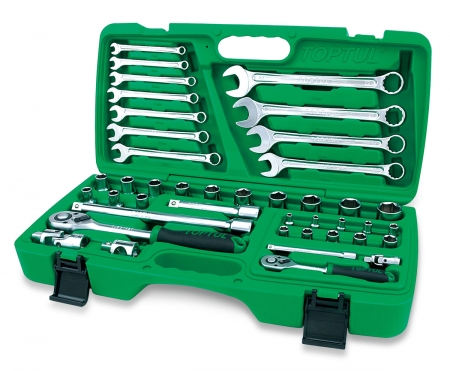 Echipamente - Set chei combinate, capete tubulare cu clichet, Toptul 42 piese