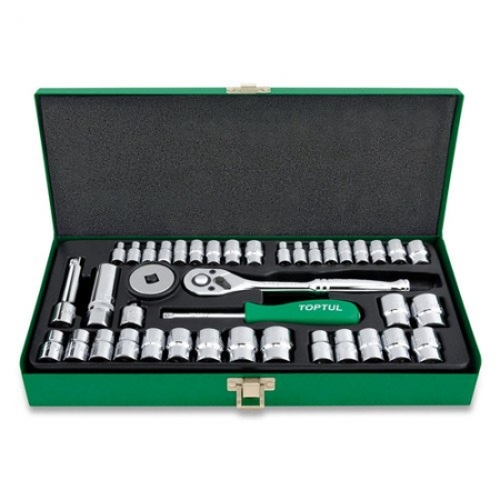 Echipamente - Set chei tubulare si clichet 3/8''& 1/4'', Toptul 40 piese