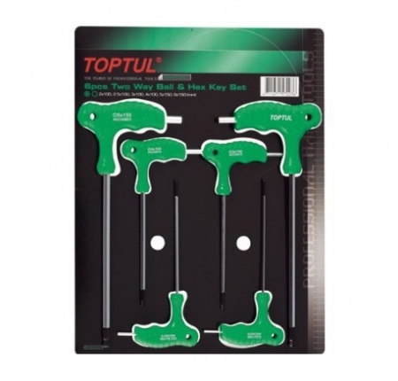 Set 6 chei imbus maner \"T\", Toptul 2-5mm Echipamente - Set 6 chei imbus maner \"T\", Toptul 2-5mm