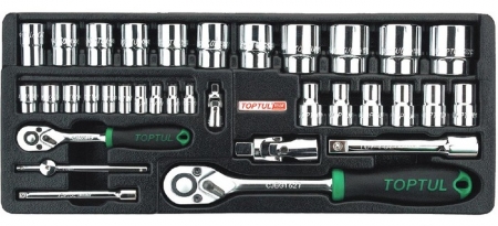 Echipamente - Set chei tubulare 1/2'' si 1/4'', Toptul 34 piese