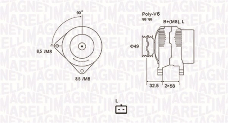 Alternator potrivit VOLVO S40 I, V40; MITSUBISHI CARISMA, SPACE STAR; NISSAN INTERSTAR, PRIMASTAR; OPEL MOVANO A, VIVARO A; RENAULT AVANTIME, CLIO II, ESPACE III 1.2-2.5D dupa 1999 - (12V, 125A) [2]