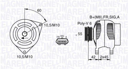 Alternator (12V, 150A) potrivit VOLVO C30, C70 II, S40 II, V50; FORD FIESTA V, FOCUS C-MAX, FOCUS II, FUSION, KUGA I; MAZDA 3 1.6D/2.0D 10.03-12.12