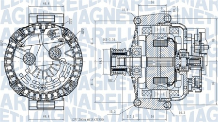 Alternator (12V, 200A) potrivit MERCEDES SPRINTER 2-T (B901, B902), SPRINTER 3-T (B903) 2.1D 04.00-05.06