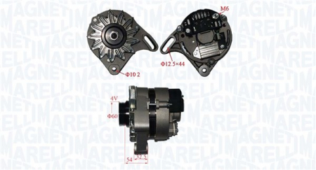 Alternator (12V, 65A) potrivit FIAT 126, CINQUECENTO, PANDA, PANDA/HATCHBACK, SEICENTO / 600, UNO; LANCIA Y10 0.65/1.0/1.1 07.81-01.10