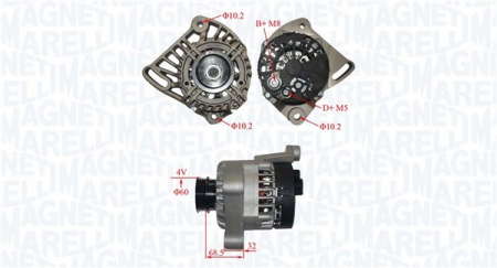 Alternatoare Electromotoare - Alternator potrivit FIAT BRAVA, BRAVO I, MAREA, PALIO, PUNTO, SIENA, STRADA; LANCIA Y 1.2/1.3 dupa 1997 - (12V, 65A)