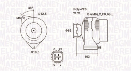 Alternator (12V, 70A) HONDA CIVIC VII, CIVIC VIII, FR-V 1.4-1.8 dupa 2000