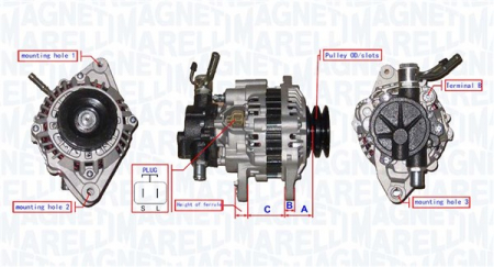 Alternator (12V, 75A) potrivit HYUNDAI H-1, H-1 / STAREX, H-1 CARGO; KIA K2500, PREGIO 2.5D 06.97- [0]
