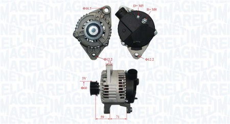 Alternator (12V, 85A) potrivit FIAT BRAVA, BRAVO I, MAREA; LANCIA DEDRA, DELTA II 1.6/1.6CNG 10.95-05.02