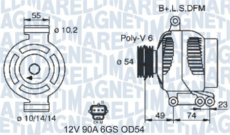 Alternatoare Electromotoare - Alternator potrivit FORD FIESTA V, KA, STREET KA 1.3/1.6 2001-2008 - (12V, 90A)