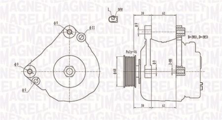 Alternator (12V, 90A) potrivit MERCEDES V (638/2), VITO (W638); VW LT 28-35 II, LT 28-46 II, POLO, TRANSPORTER T4 1.9D-2.8D 09.95-07.06