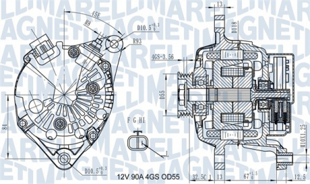 Alternatoare Electromotoare - Alternator potrivit NISSAN MICRA III 1.0/1.2 2003-2010 - (12V, 90A)