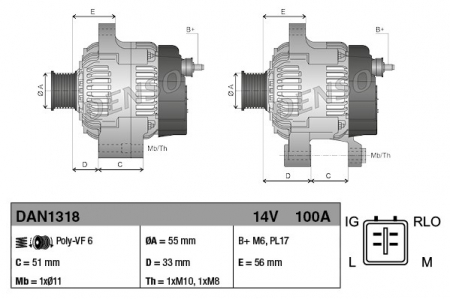 Alternator (14V, 100A) TOYOTA AVENSIS, VERSO 1.6/1.8/2.0 intre 2008-2018 [2]