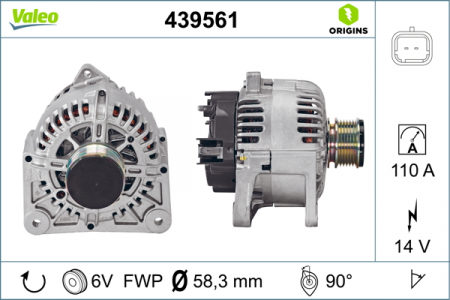 Alternatoare Electromotoare - Alternator potrivit DACIA DUSTER, DUSTER/SUV, LOGAN, LOGAN EXPRESS, LOGAN MCV, SANDERO; NISSAN MICRA III, NV200, NV200 / EVALIA, TIIDA; RENAULT CLIO II 1.5D-1.6LPG dupa 1998 - (14V, 110A)