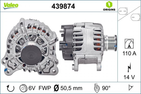 Alternatoare Electromotoare - Alternator potrivit SEAT LEON, LEON SC, LEON ST, TOLEDO IV; SKODA KODIAQ, OCTAVIA III, RAPID, YETI; VW GOLF ALLTRACK VII, GOLF SPORTSVAN VII, GOLF VII, TIGUAN, T-ROC 1.4-2.0D dupa 2009 - (14V, 110A)