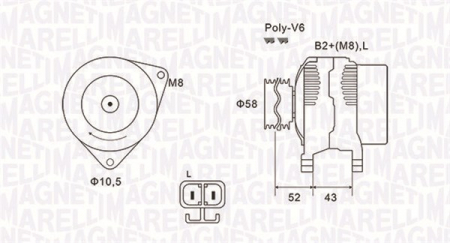 Piese Auto - Alternator (14V, 120A) HYUNDAI COUPE, SANTA FÉ I, SONATA IV, TRAJET, TUCSON; KIA SPORTAGE 2.7 dupa 2000