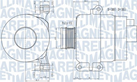 Alternator (14V, 120A) potrivit ABARTH GRANDE PUNTO, PUNTO EVO; ALFA ROMEO GIULIETTA, MITO; FIAT 500, 500 C, 500L, 500X, BRAVO II, DOBLO, DOBLO CARGO, GRANDE PUNTO, LINEA 0.9-1.4LPG 05.07- [2]
