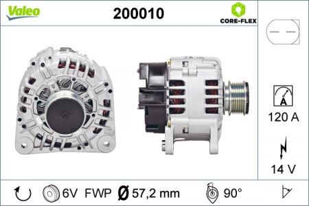 Alternator (14V, 120A) potrivit AUDI A2, A3, A4 B5, A4 B6, A6 C4, A6 C5, TT; FORD GALAXY I; SEAT ALHAMBRA, AROSA, CORDOBA, CORDOBA VARIO, IBIZA II, IBIZA III, IBIZA IV 1.0-3.2 02.90-08.15 [0]