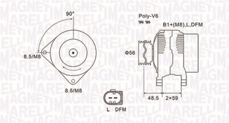 Alternator (14V, 120A) potrivit AUDI A2; SEAT AROSA, CORDOBA, IBIZA III, IBIZA IV, IBIZA IV SC; SKODA FABIA I, FABIA I PRAKTIK, FABIA II, FABIA III, ROOMSTER, ROOMSTER PRAKTIK 1.2D-2.8 08.92-
